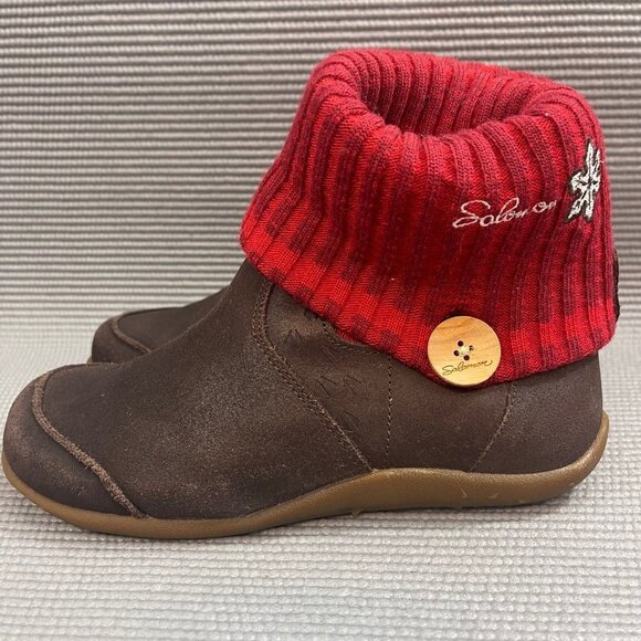 Salomon Bliss Convertible Women’s size 5.5 Red Brown Leather Pull On Boots Shoes - Picture 5 of 12